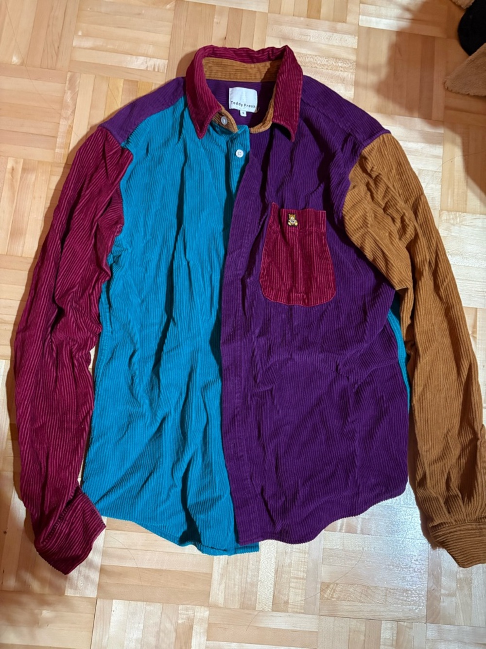 Teddy Fresh Teal, Purple, Burgundy & Mustard Corduroy Button-Up